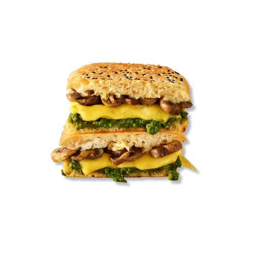 Toasted Mushroom, Pesto & Swiss Turkish Melt